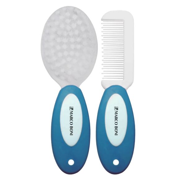 Kit Escova e Pente Baby Marco Boni Azul Kit Escova e Pente Baby Marco Boni Azul