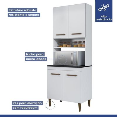 Cozinha Completa 14 Portas 3 Gavetas Atenas Kaiki Moveis Branco