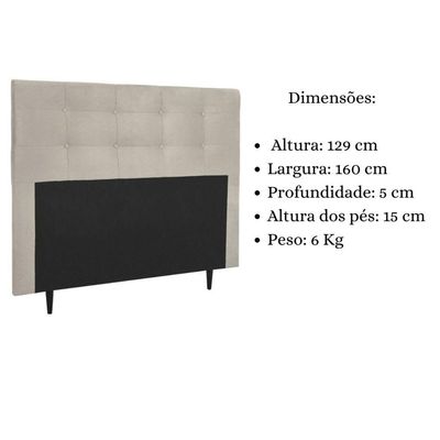Cabeceira Estofada Cama Box Queen 160 Cm Milão Suede Suede Bege