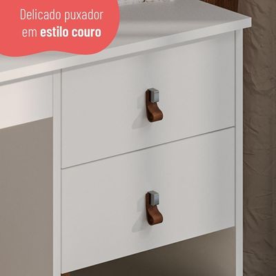 Escrivaninha E Penteadeira Telasul Versa Home Com Espelho 2 Gavetas Branco