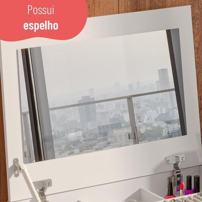 Escrivaninha E Penteadeira Telasul Versa Home Com Espelho 2 Gavetas Branco
