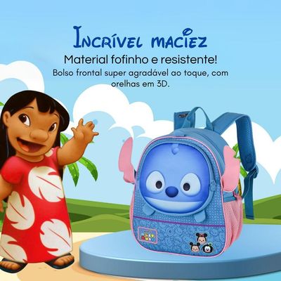Mochila Infantil Com Rodinhas Stitch Tsum Escolar Volta As Aulas