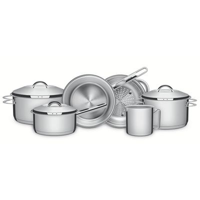 Jogo Panelas Tramontina Solar Inox 7 Peças Fundo Triplo