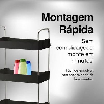 Estante Organizadora Móvel 4 Andares Prateleiras Com Rodízios