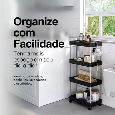 Estante Organizadora Móvel 4 Andares Prateleiras Com Rodízios