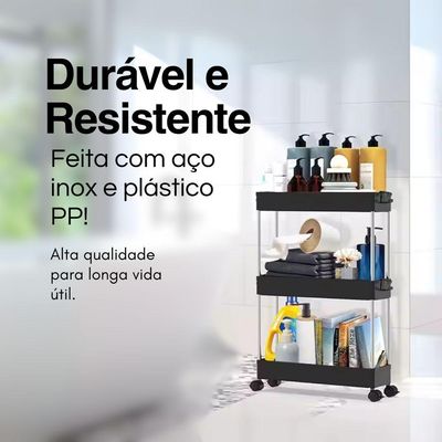 Estante Organizadora Móvel 3 Andares Para Cozinha, Banheiro E Escritórios
