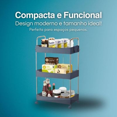 Estante Organizadora Móvel 3 Andares Para Cozinha, Banheiro E Escritórios