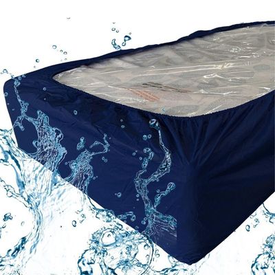 Capa Protetora Impermeável Colchão Lençol Elástico Solteiro 88x188x20cm - Azul Marinho