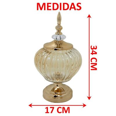 Bomboniere Pote Decorativo Em Bronze Vidro Doces E Biscoitos