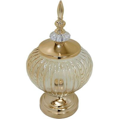 Bomboniere Pote Decorativo Em Bronze Vidro Doces E Biscoitos