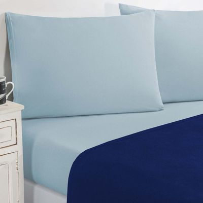 Jogo De Cama Malha Lençol 100% Algodão Gran Moratta 4 Peças Casal - Azul Royal-azul Bebê