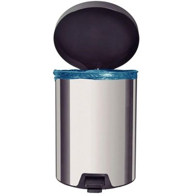 Lixeira com Pedal 5L Tramontina em Aço Inox com Acabamento Polido e Tampa Plástica Preta