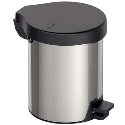 Lixeira com Pedal 5L Tramontina em Aço Inox com Acabamento Polido e Tampa Plástica Preta