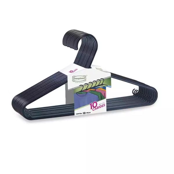 Conjunto de Cabides Dasplast Fun 10 Unidades Plástico Preto Conjunto de Cabides Dasplast Fun 10 Unidades Plástico Preto