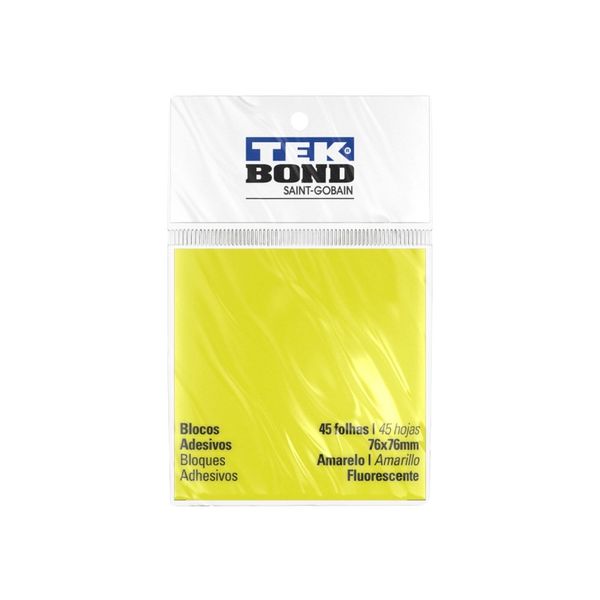 Bloco Adesivo Tekbond Amarelo Fluorescente com 45 Folhas 76x76mm Bloco Adesivo Tekbond Amarelo Fluorescente com 45 Folhas 76x76mm