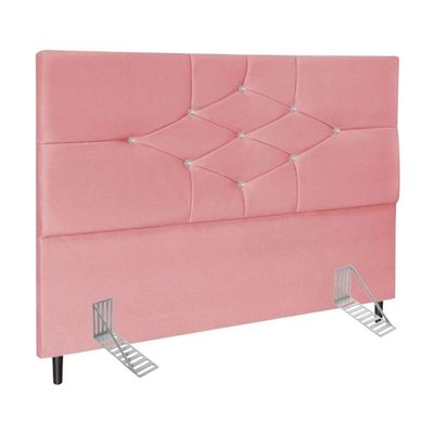 Cabeceira Cama Box Casal 140cm Camboriú Suede Rosa E-frame
