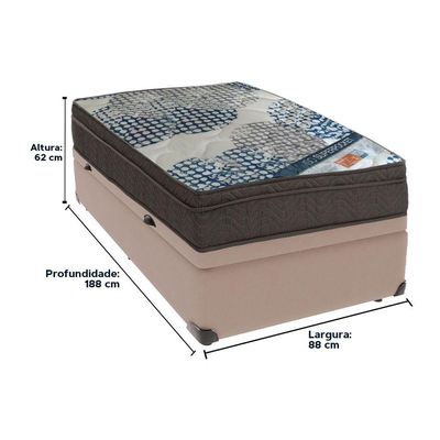 Cama Box Baú Bege E Colchão Iso Superpocket Molas Ensacadas Solteiro Ortobom