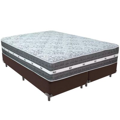Cama Box Marrom E Colchão Black Graphite Molas Ensacadas Queen 158x198x27