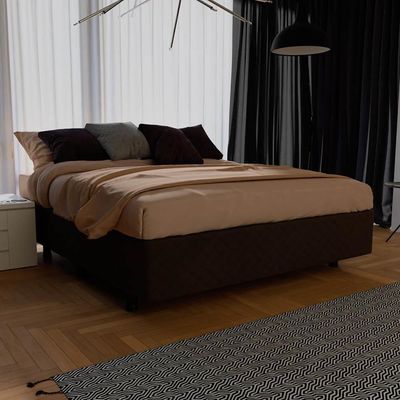 Base Box Para Cama Casal 138x188cm Liz S05 Suede Bordado Marrom - Mpozenato