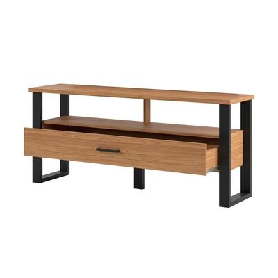 Rack Para Até 55 Pol. Estilo Industrial 1 Gaveta F41 Freijó-preto Fosco - Pradel