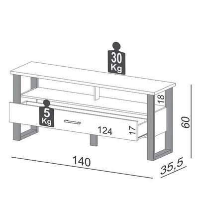 Rack Para Até 55 Pol. Estilo Industrial 1 Gaveta F41 Freijó-preto Fosco - Pradel