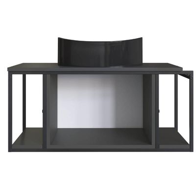 Gabinete Suspenso Para Banheiro 80cm P1019 Grafite com Cuba Berlin Preta