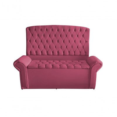 Kit Dubaí Cabeceira De Cama Box Casal E Recamier Baú Solteiro 90 Cm Suede Rosa Bebê Do Lar Móveis