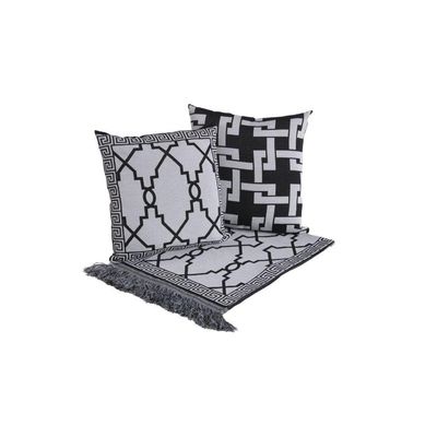 Kit Peseira Grécia 5 Peças King 60% Algodão 40% Poliéster Tecido Jacquard Acompanha Almofadas Cheias - Preto