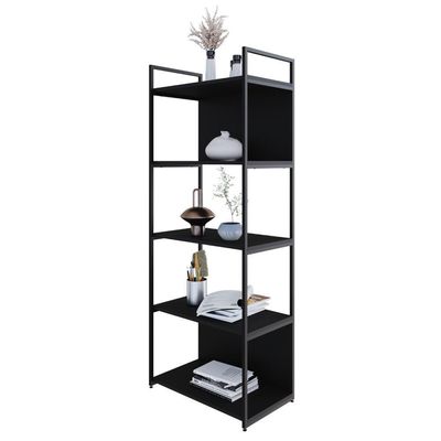 Estante C/05 Prateleiras 152x60x33cm C/fundo Yon Preto Tx/est.preta Preto Tx/est.preta