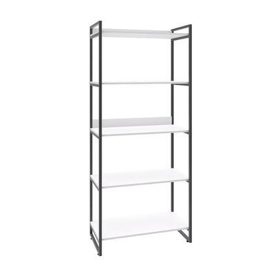 Estante Kuadra 80x40x187cm C/05 Prateleiras Branco Chess / Est.preta Branco Chess / Est.preta