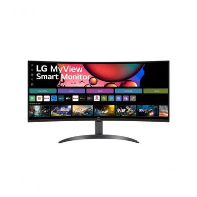 "Monitor LG Myview Smart 34SR60QC-B Tela Curva 34"" QuadHD 2K 21:9 WebOS Air Play Screen Share Bluetooth ThinQ Home"