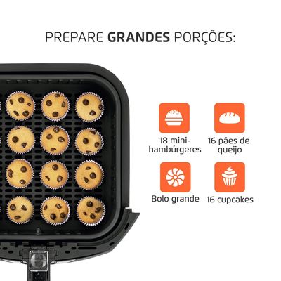 Fritadeira Elétrica Air Fryer Mondial Pratic AFN-60-BI 6L Preta/Inox - 220V