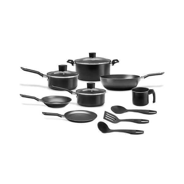 Conjunto de Panelas Ebony Antiaderente com 10 Peças Preto - Le Casa por Brinox Conjunto de Panelas Ebony Antiaderente com 10 Peças Preto - Le Casa por Brinox