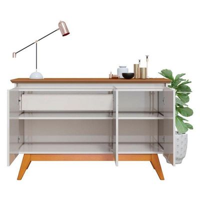 Aparador Para Sala Buffet Ambiente Classic 3 Portas Com Gaveta Off White Freijó - Imcal