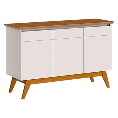 Aparador Para Sala Buffet Ambiente Classic 3 Portas Com Gaveta Off White Freijó - Imcal