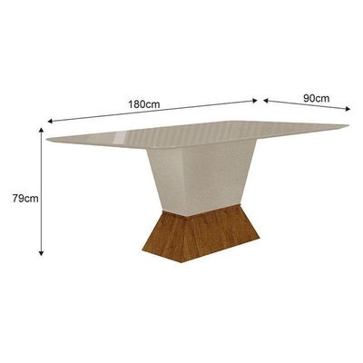 Mesa De Jantar Larissa 180x90 Off White Freijó - Leifer Móveis