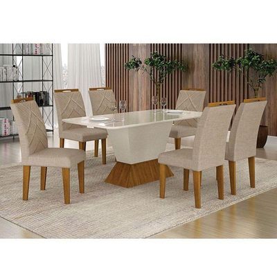 Mesa De Jantar Larissa 180x90 Off White Freijó - Leifer Móveis