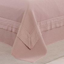 Cobre Leito Queen Encanto Bordado Inglês Percal 3pç 100% Poliéster - Malv