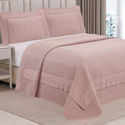 Cobre Leito Queen Encanto Bordado Inglês Percal 3pç 100% Poliéster - Malv