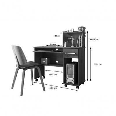 Mesa De Trabalho Home Office Studio C- Gaveteiro E Suporte Para Cpu - Imbuia