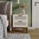 Mesa De Cabeceira Classica Criado Industrial Mdf Santorini 45 Cm Com Tela Indiana Off White