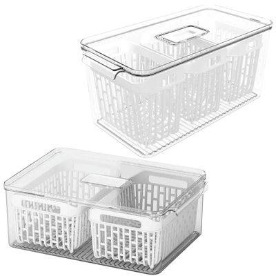 Kit 2 Organizadores de Geladeira 6,7L 5 Cestos Escorredores Coza Dry Vegetais Frutas