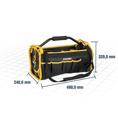Bolsa em lona para ferramentas 49cm x 24cm x 32cm com cabo tubular BL 004 VONDER