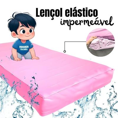 Capa Protetora Impermeável Hospitalar P/ Colchão Lençol Elástico Solteiro 88x188x20cm - Rosa Bebê
