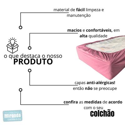 Capa Protetora Impermeável Hospitalar P/ Colchão Lençol Elástico Solteiro 88x188x20cm - Rosa Bebê