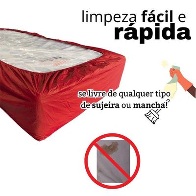 Capa Protetora Impermeável Hospitalar P/ Colchão Lençol Elástico Solteiro 88x188x20cm - Vermelha