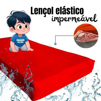 Capa Protetora Impermeável Hospitalar P/ Colchão Lençol Elástico Solteiro 88x188x20cm - Vermelha