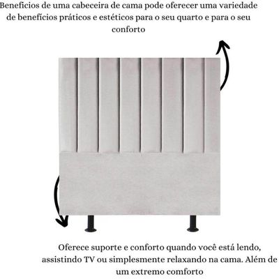Cabeceira Estofada Cama Solteiro 90 Cm Sophia Carla Suede Cinza Claro