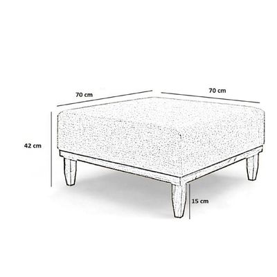 Puff Luxo Corino Retangular Base Mesa Madeira Lar & Estilo Caramelo