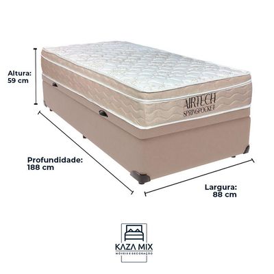 Cama Baú Solteiro Bege+colchão Airtech Molas Ortobom